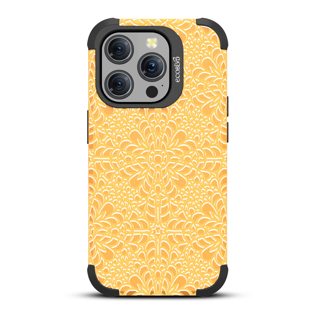 A Lil' Dainty - Intricate Lace Tapestry - Eco-Friendly Rugged Yellow iPhone 15 Pro MagSafe Case 