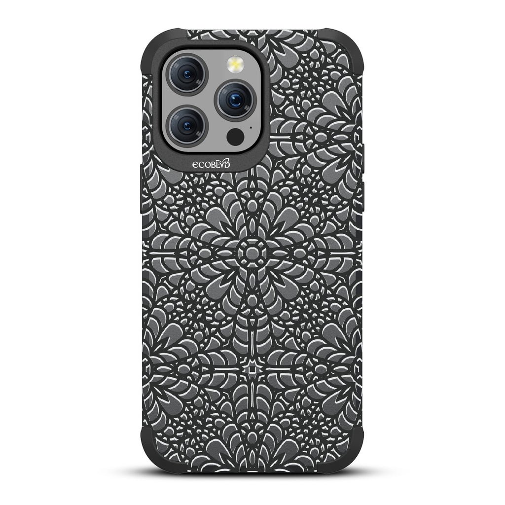 A Lil' Dainty - Intricate Lace Tapestry - Eco-Friendly Rugged Black iPhone 15 Pro Max MagSafe Case 