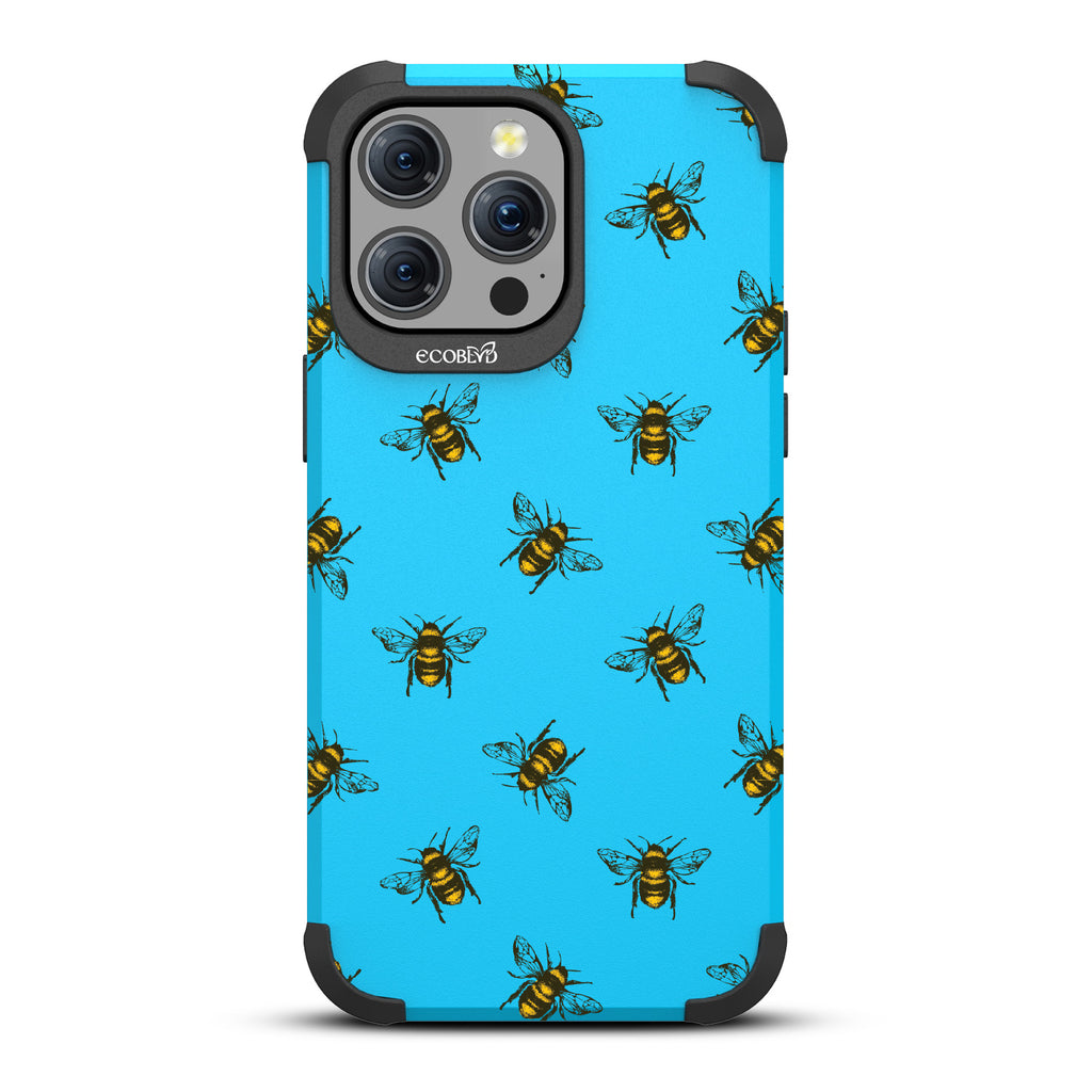 Bees - Honey Bees - Blue Eco-Friendly Rugged iPhone 15 Pro Max MagSafe Case 