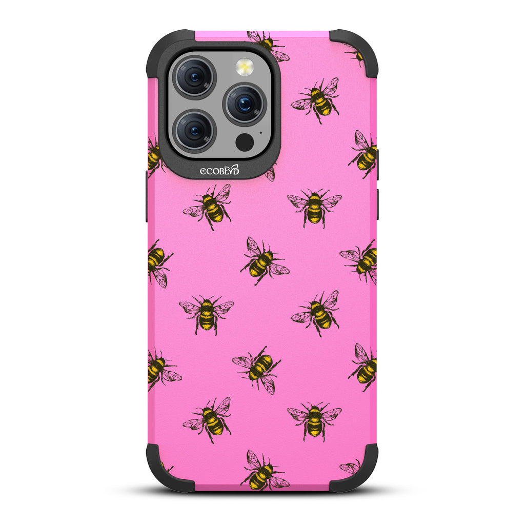 Bees - Honey Bees - Pink Eco-Friendly Rugged iPhone 15 Pro Max MagSafe Case 
