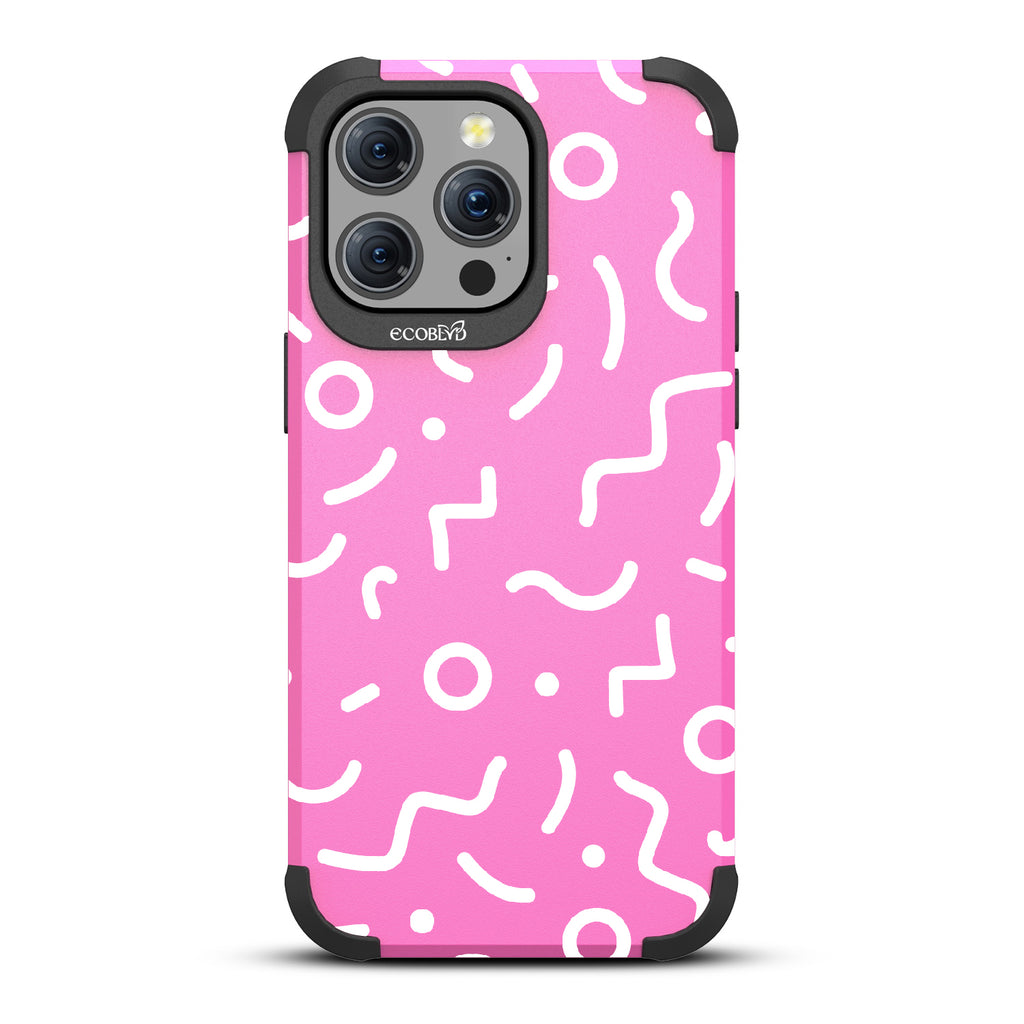 90?€?s Kids - Retro 90's Lines & Squiggles - Eco-Friendly Rugged Pink iPhone 15 Pro Max MagSafe Case 