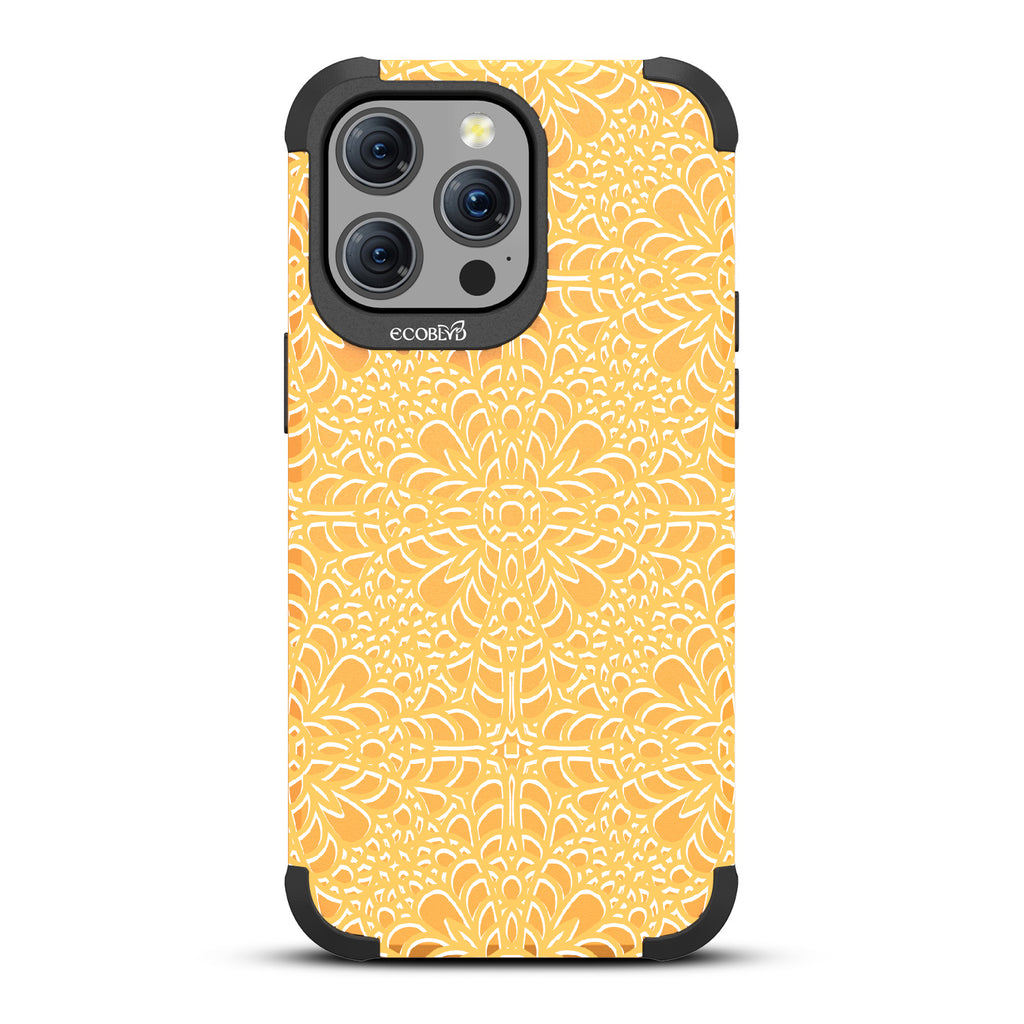 A Lil' Dainty - Intricate Lace Tapestry - Eco-Friendly Rugged Yellow iPhone 15 Pro Max MagSafe Case