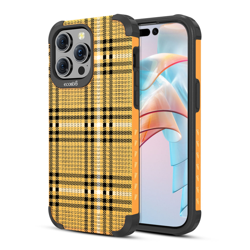 As If - Back View Of Yellow Eco-Friendly iPhone 15 Pro Max Rugged MagSafe Case & Front View Of Screen