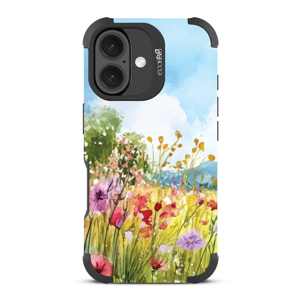 iPhone 16 case, rugged, sustainable phone case in black, back view, Everwild design