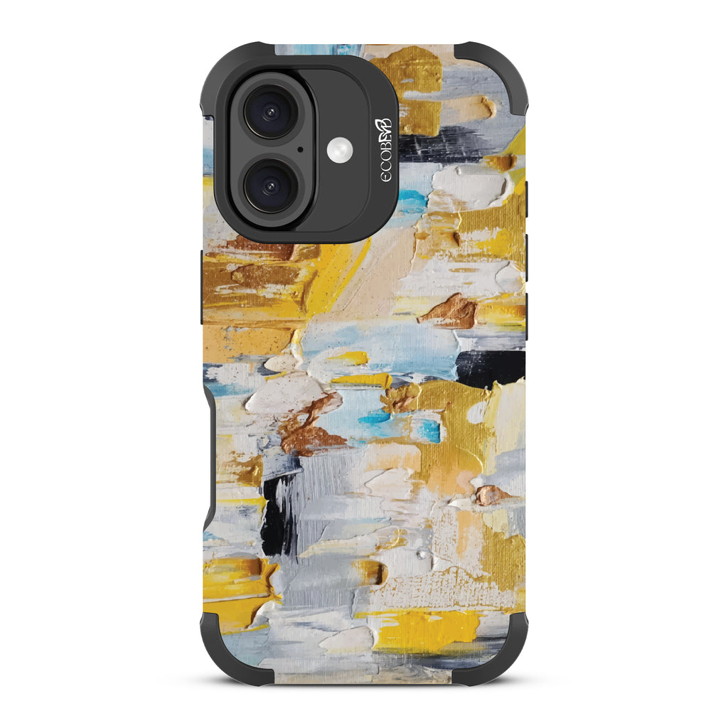 iPhone 16 case, rugged, sustainable phone case in black, back view, Lighten Up design