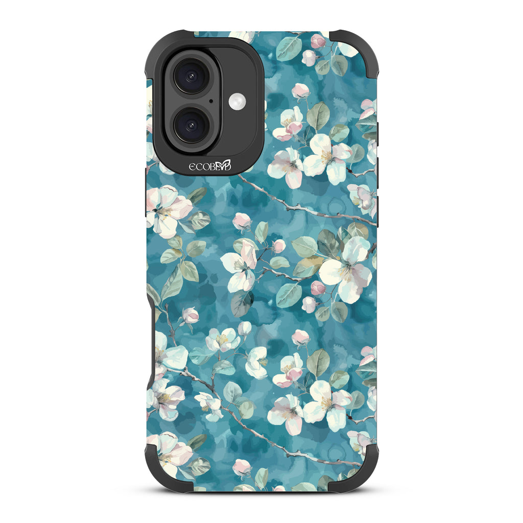 iPhone 16 Plus case, rugged, sustainable phone case in black, back view, Sway & Sprout design