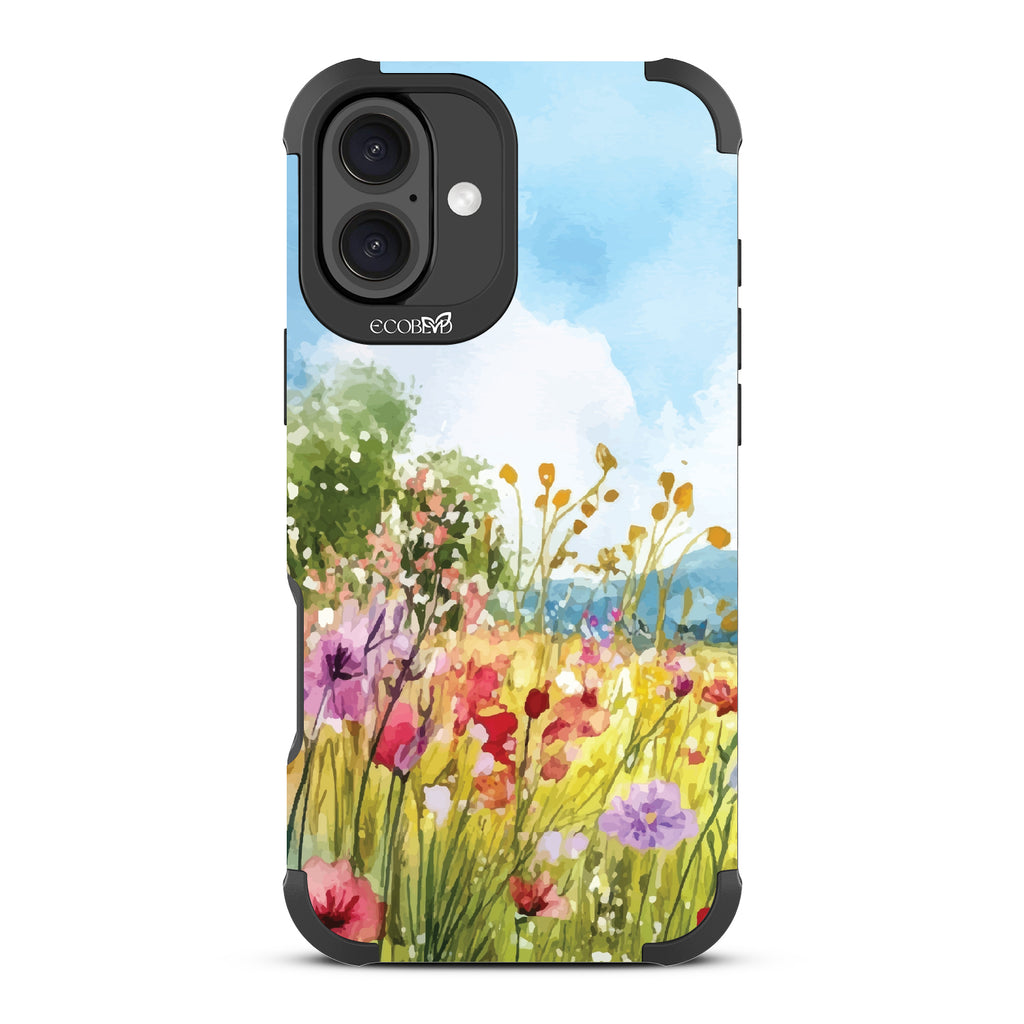 iPhone 16 Plus case, rugged, sustainable phone case in black, back view, Everwild design