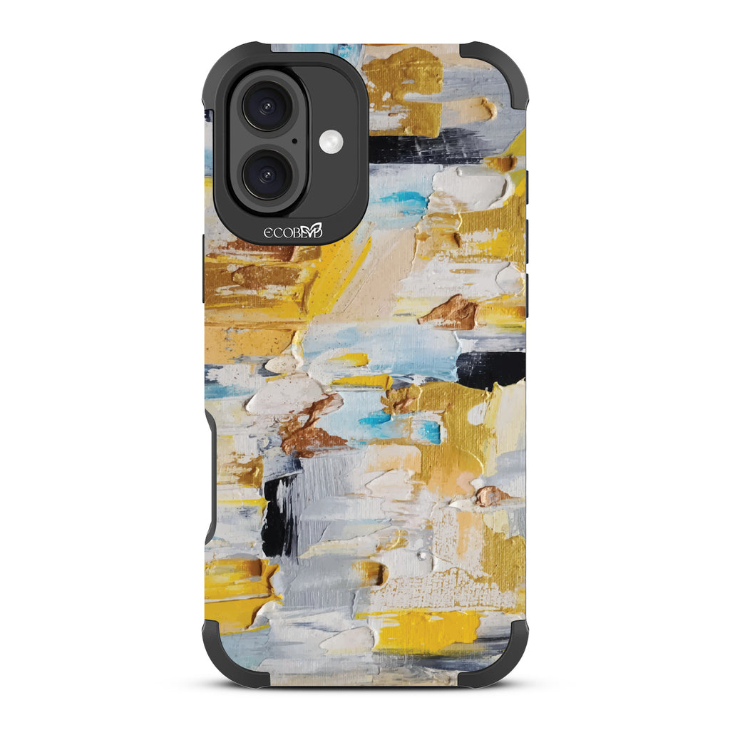 iPhone 16 Plus case, rugged, sustainable phone case in black, back view, Lighten Up design