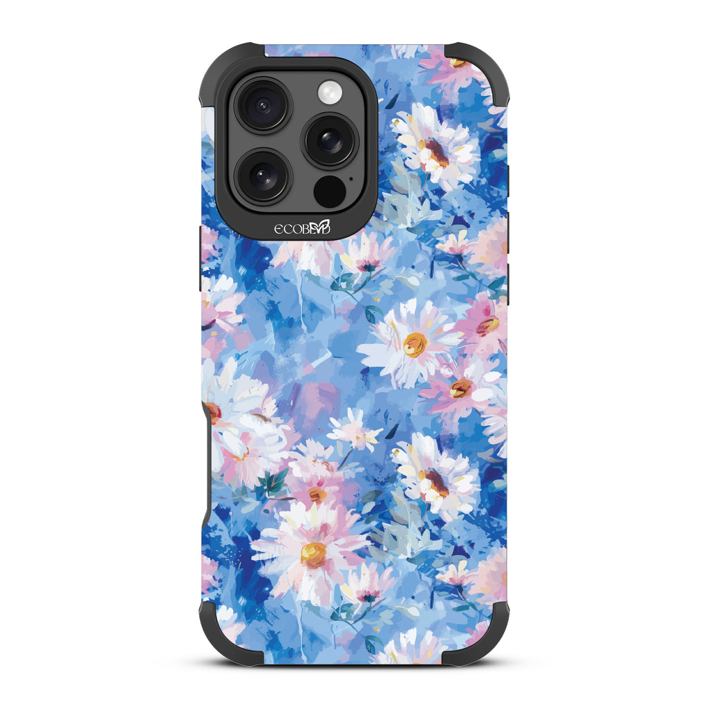 iPhone 16 Pro Max case, rugged, sustainable phone case in black, back view, Blown Away design