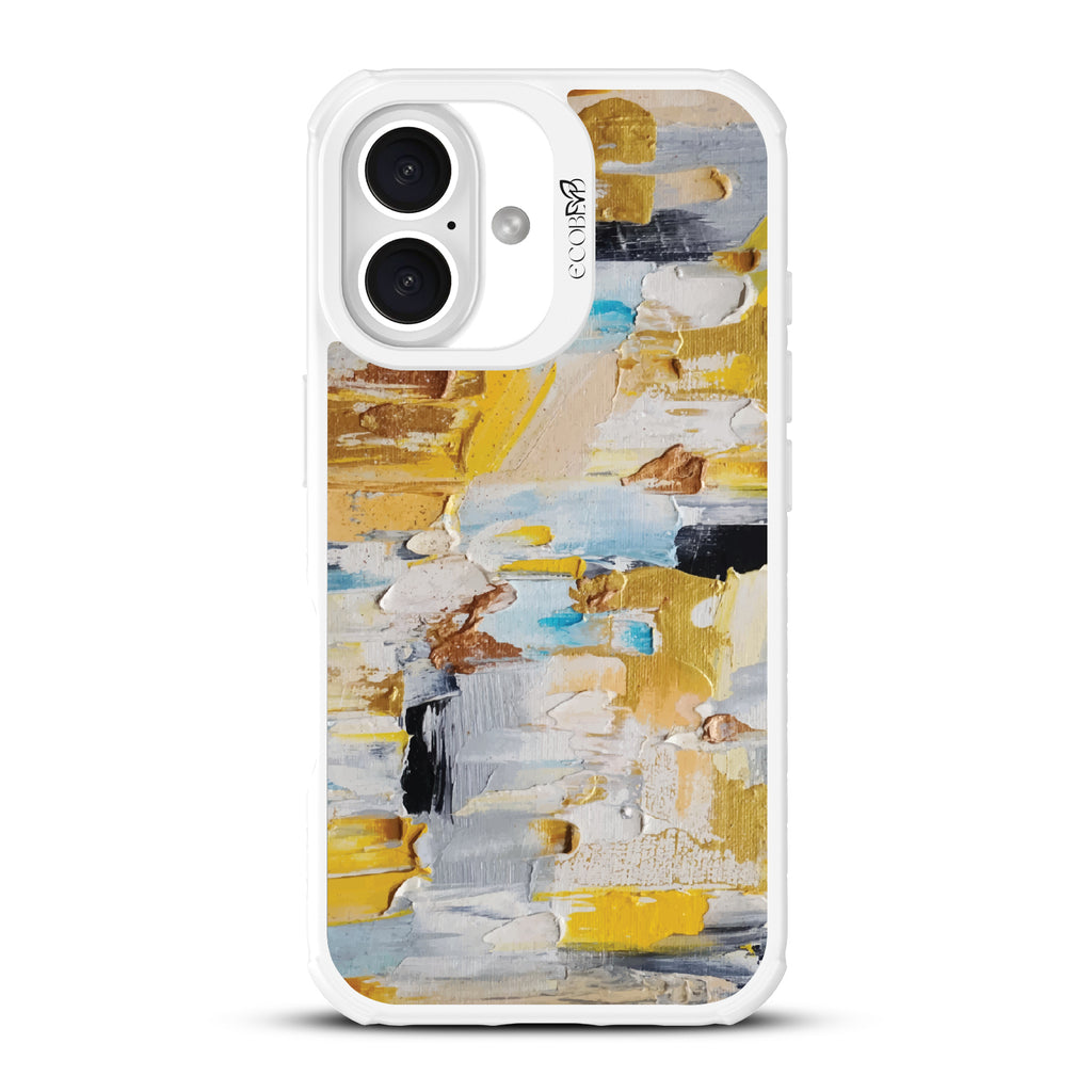 iPhone 16 case, clear, sustainable phone case with white ridges, back view, Lighten Up design