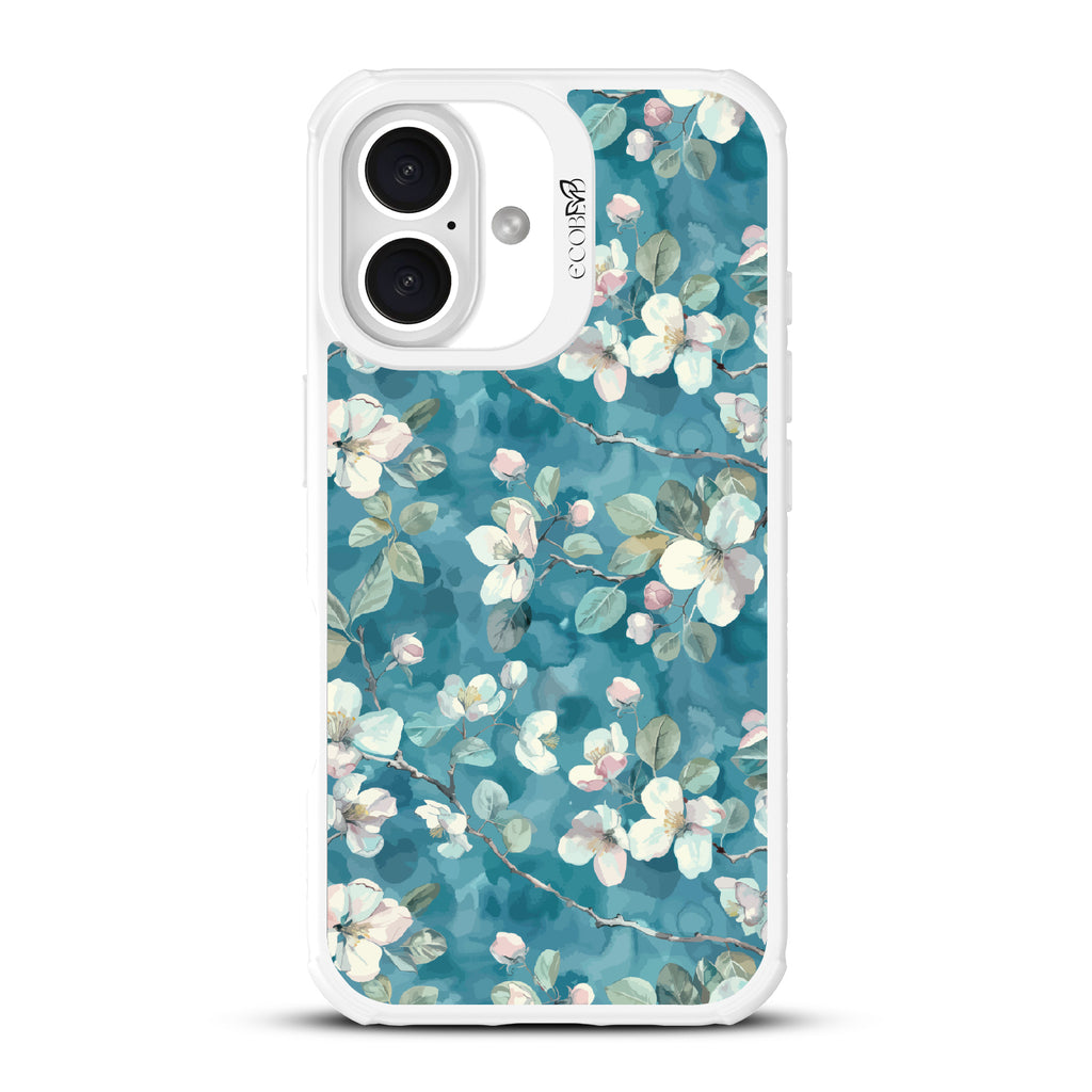 iPhone 16 case, clear, sustainable phone case with white ridges, back view, Sway & Sprout design