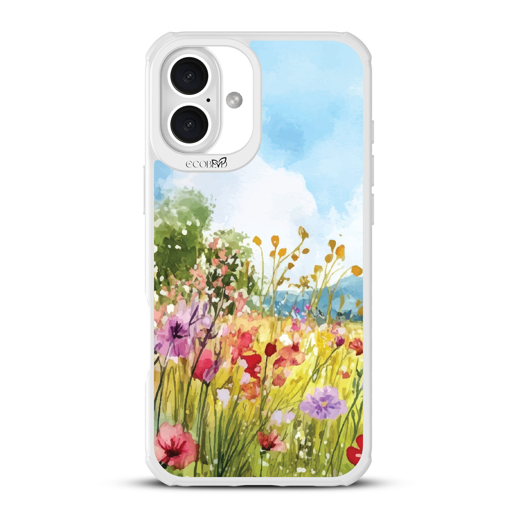 iPhone 16 Plus case, clear, sustainable phone case with white ridges, back view, Everwild design