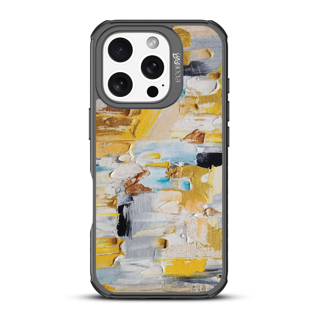 iPhone 16 Pro case, clear, sustainable phone case with black ridges, back view, Lighten Up design