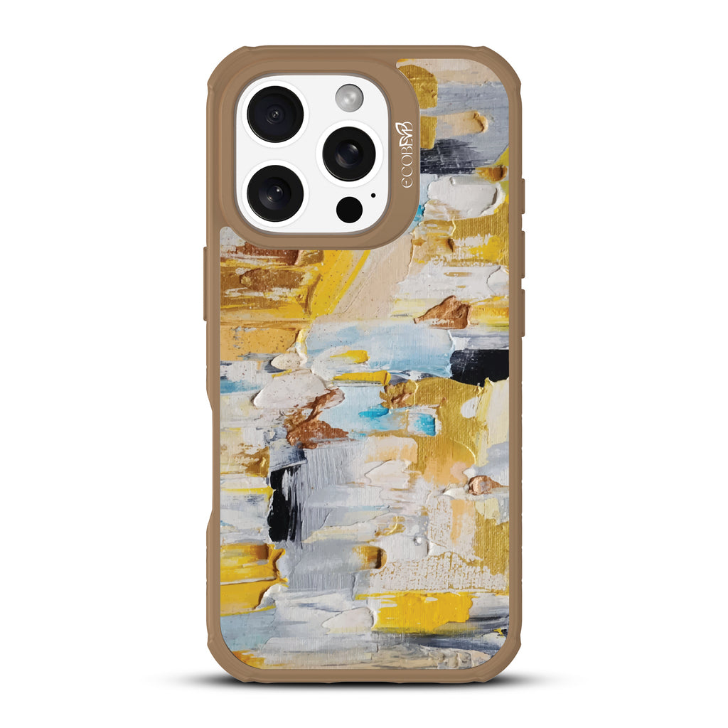 iPhone 16 Pro case, clear, sustainable phone case with brown ridges, back view, Lighten Up design