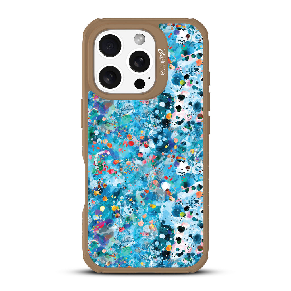 iPhone 16 Pro case, clear, sustainable phone case with brown ridges, back view, Brushed By The Tide design