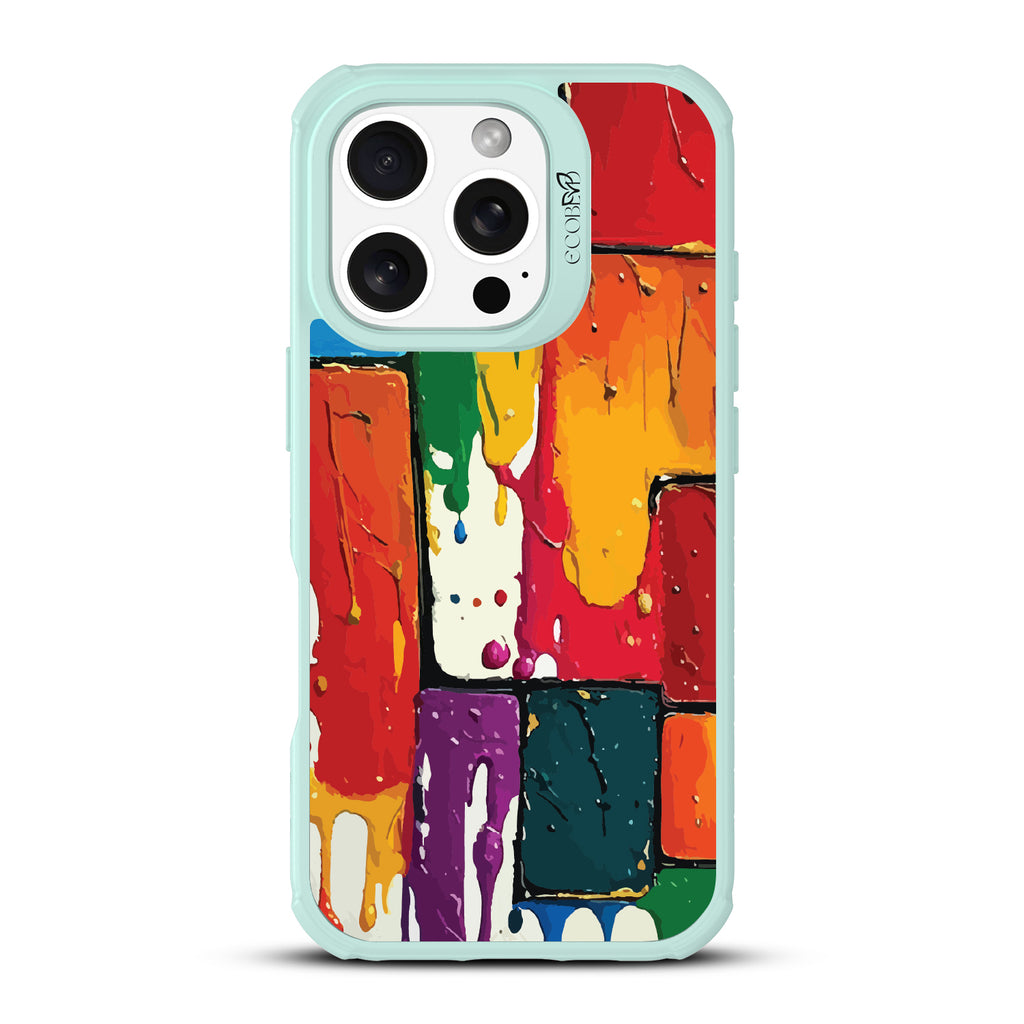 iPhone 16 Pro case, clear, sustainable phone case with green ridges, back view, Color Me Mine design