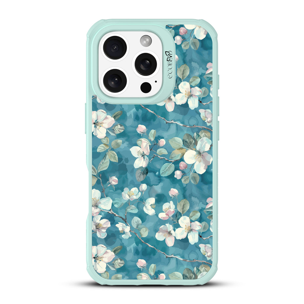 iPhone 16 Pro case, clear, sustainable phone case with green ridges, back view, Sway & Sprout design