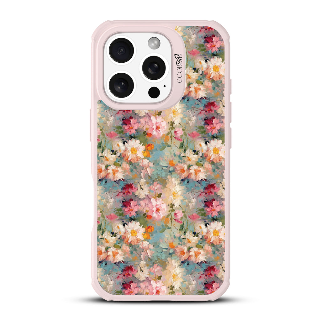 iPhone 16 Pro case, clear, sustainable phone case with pink ridges, back view, Perennial design