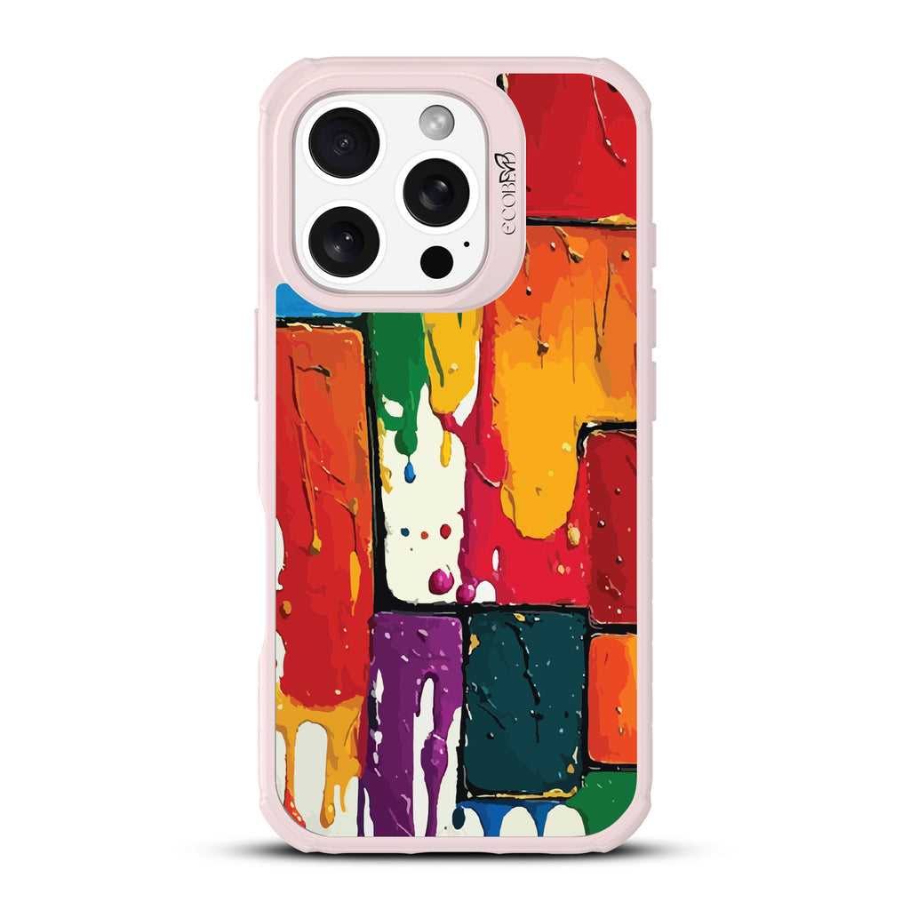 iPhone 16 Pro case, clear, sustainable phone case with pink ridges, back view, Color Me Mine design