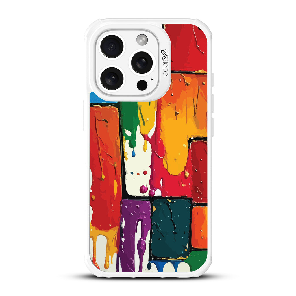 iPhone 16 Pro case, clear, sustainable phone case with white ridges, back view, Color Me Mine design