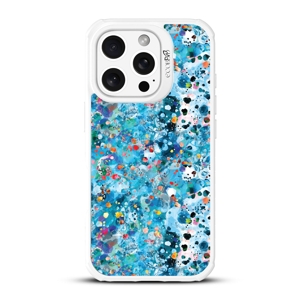 iPhone 16 Pro case, clear, sustainable phone case with white ridges, back view, Brushed By The Tide design