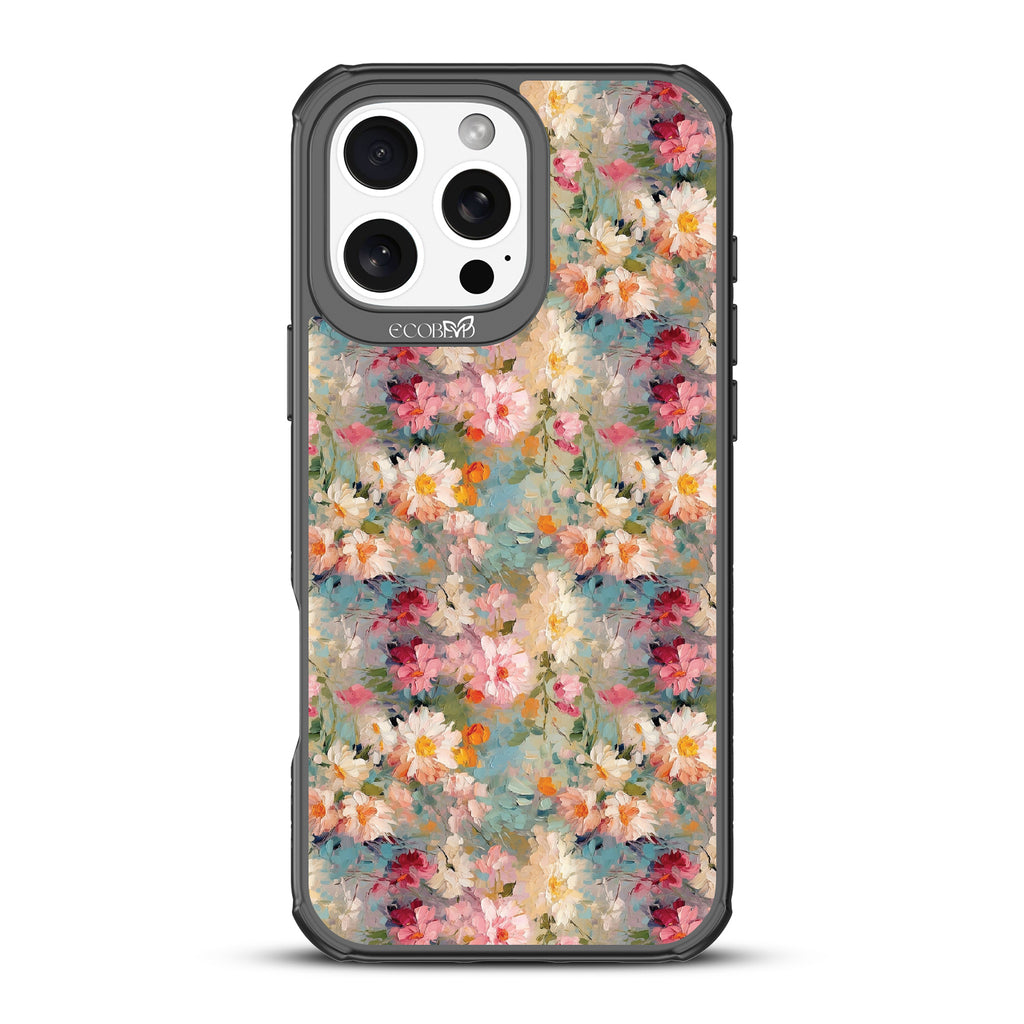 iPhone 16 Pro Max case, clear, sustainable phone case with black ridges, back view, Perennial design