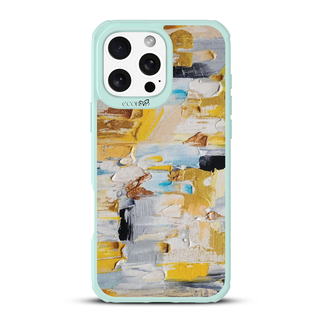 iPhone 16 Pro Max case, clear, sustainable phone case with green ridges, back view, Lighten Up design