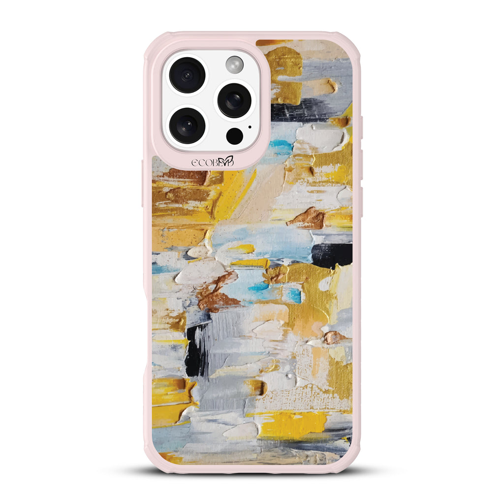 iPhone 16 Pro Max case, clear, sustainable phone case with pink ridges, back view, Lighten Up design