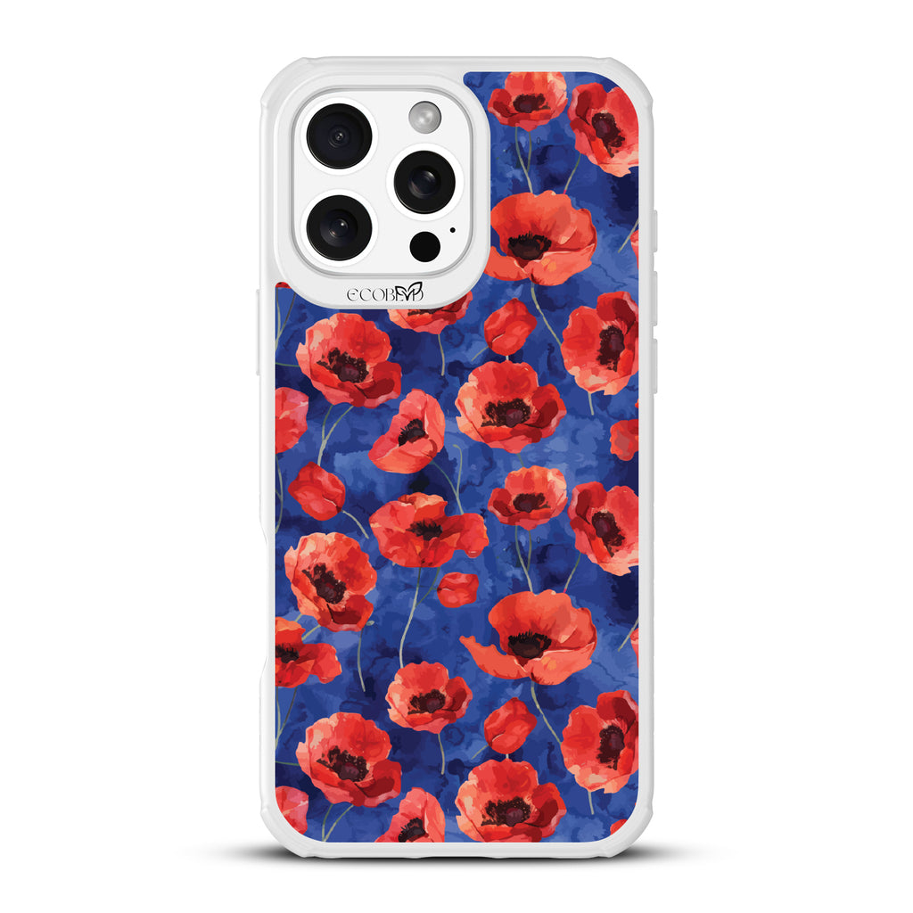 iPhone 16 Pro Max case, clear, sustainable phone case with white ridges, back view, Dream Bouquet design