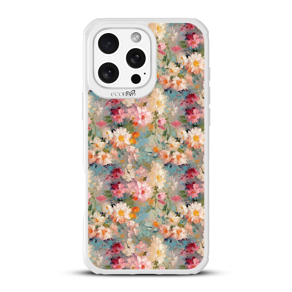 iPhone 16 Pro Max case, clear, sustainable phone case with white ridges, back view, Perennial design