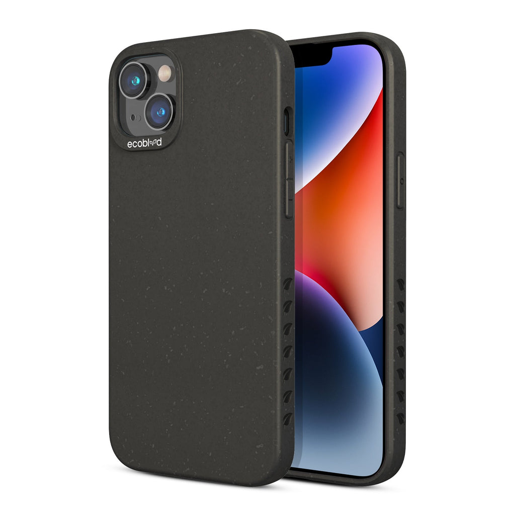 Back View Of Black Eco-Friendly iPhone 14 Case & A Front View Of The Screen - Compostable Sequoia Collection
