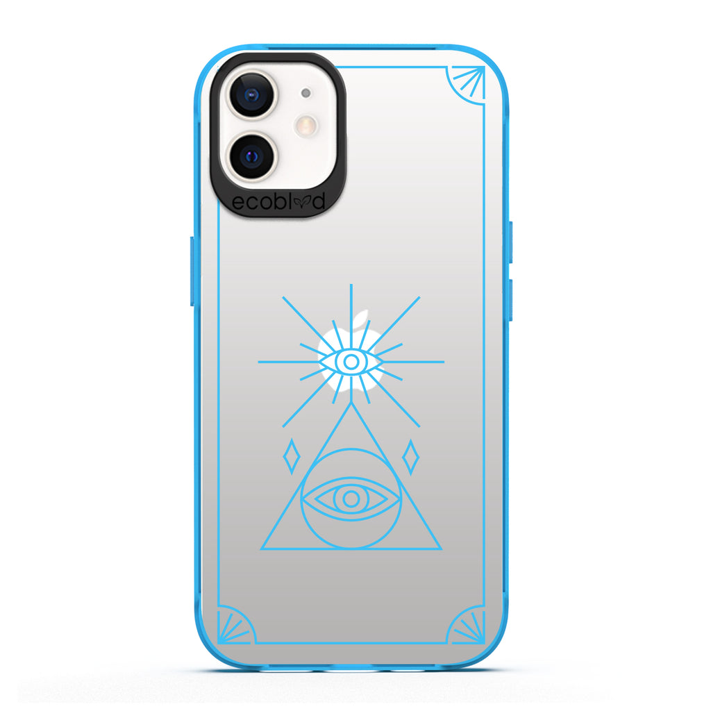 Laguna Collection - Blue iPhone 12 / 12 Pro Case With An All Seeing Eye Tarot Card On A Clear Back - 6FT Drop Protection