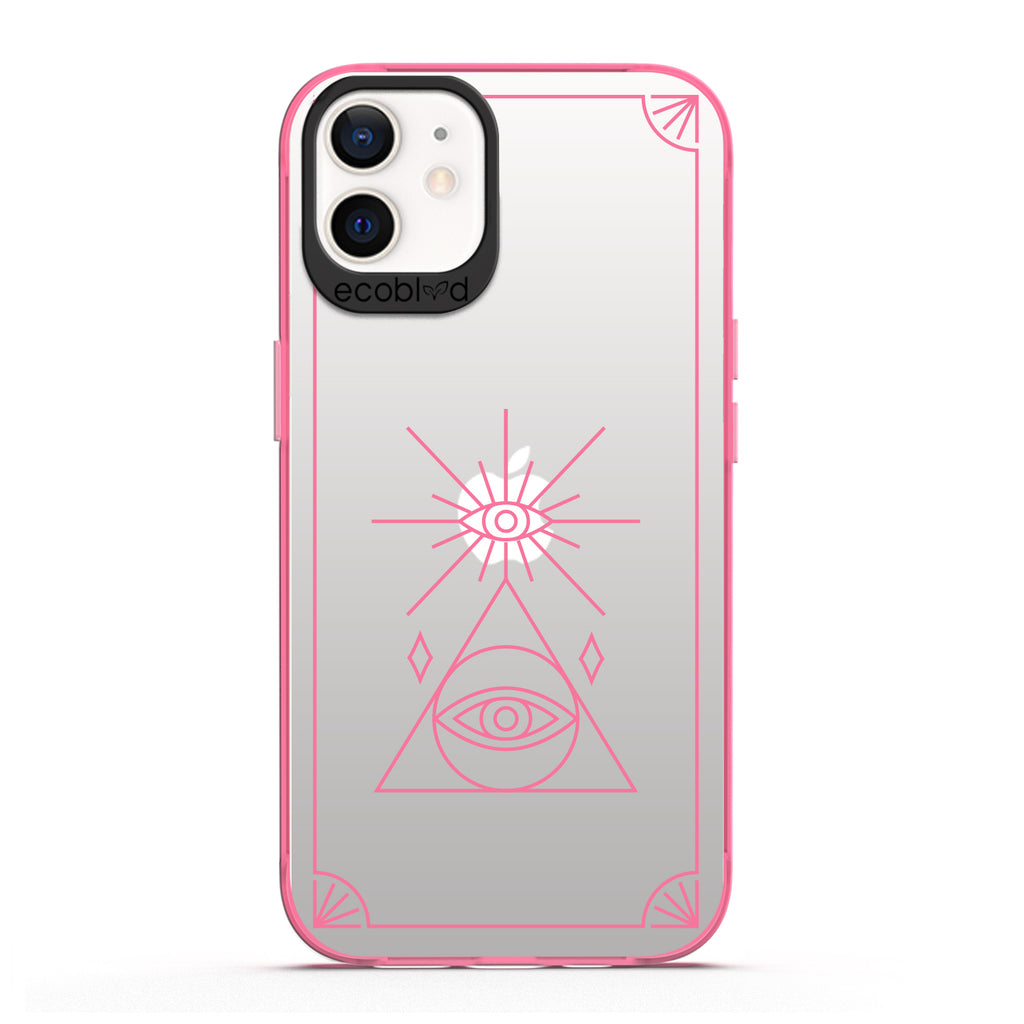 Laguna Collection - Pink iPhone 12 / 12 Pro Case With An All Seeing Eye Tarot Card On A Clear Back - 6FT Drop Protection