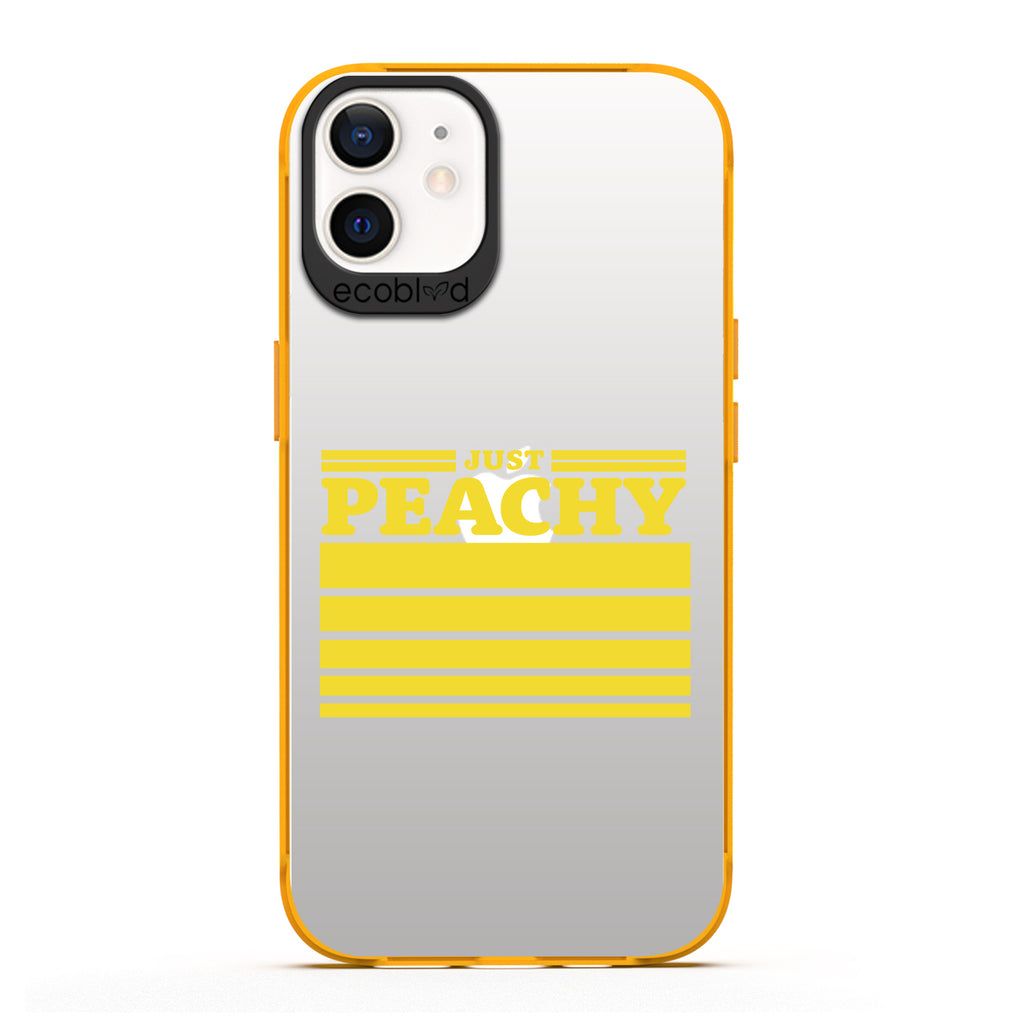 Laguna Collection - Yellow Eco-Friendly iPhone 12 / 12 Pro Case With Just Peachy & Gradient Stripes On A Clear Back