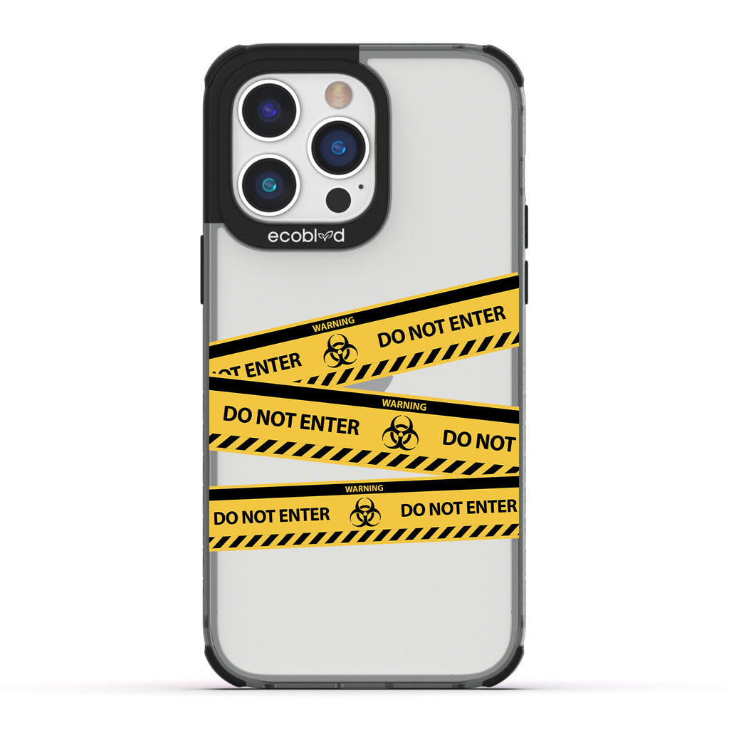 Halloween Collection -Black Laguna iPhone 14 Pro Max Case With Do No Enter Biohazard Tape On A Clear Back - Compostable