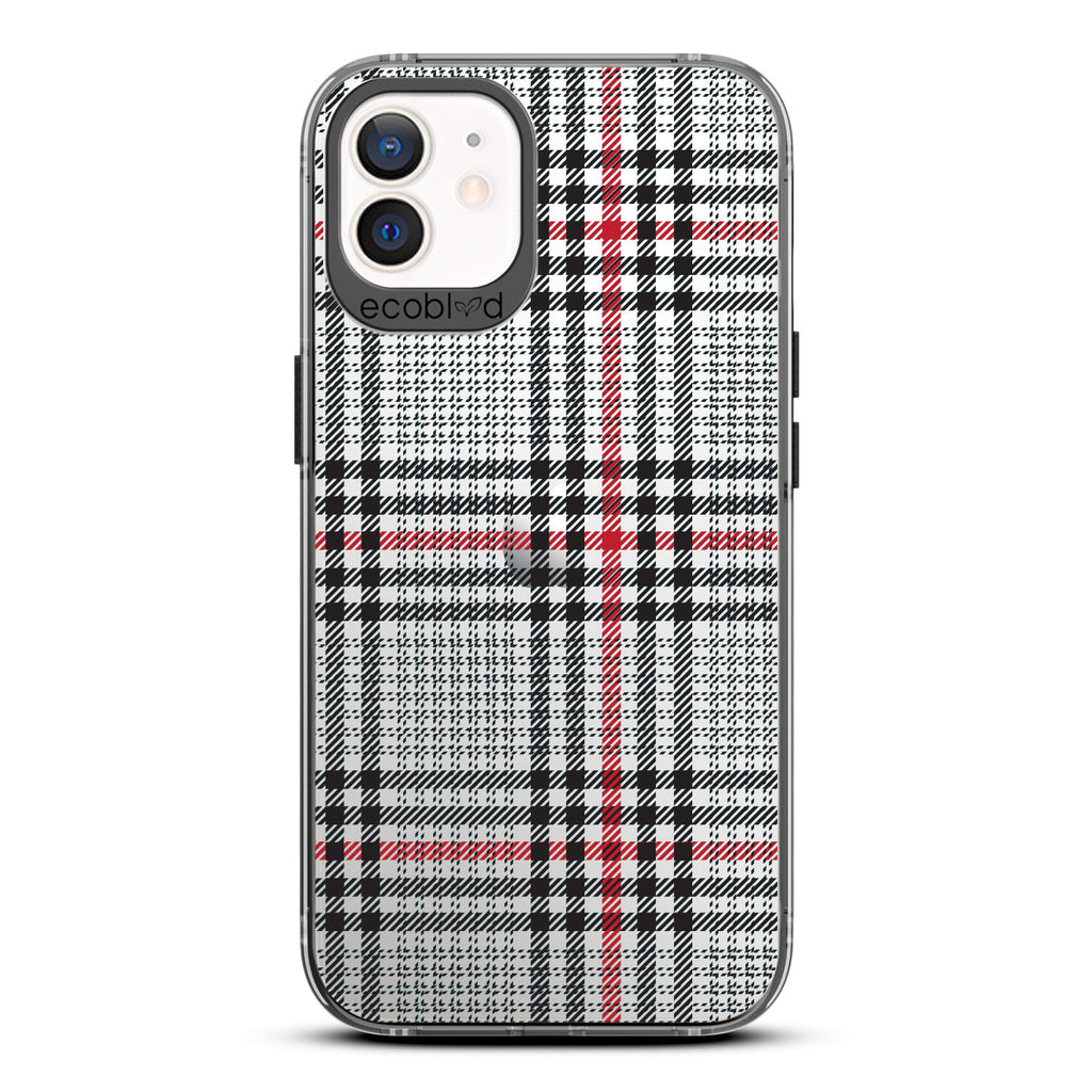 Timeless Collection - Black Laguna Eco-Friendly iPhone 12 / 12 Pro Case With Iconic Tartan Plaid Print On A Clear Back