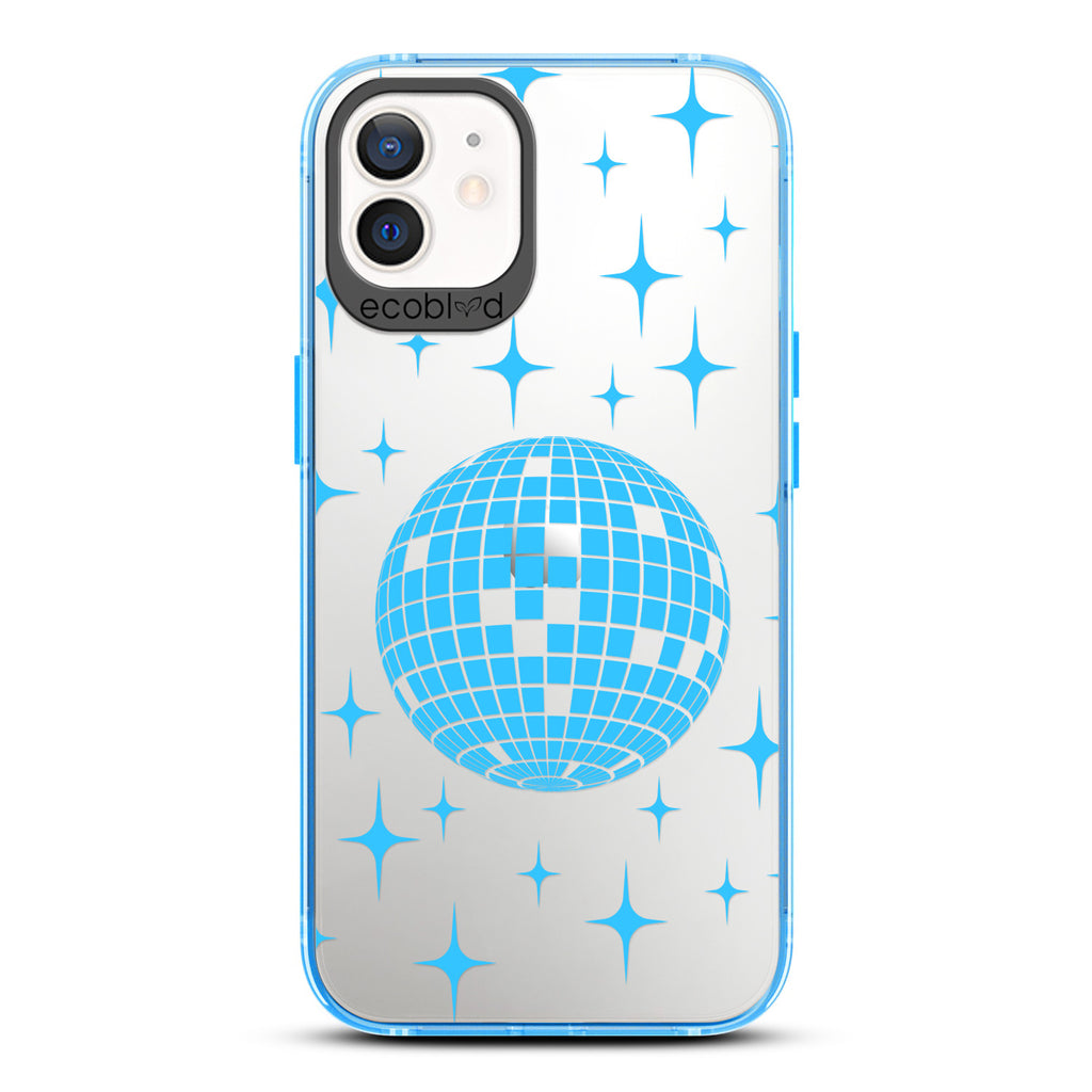  Winter Collection - Blue Eco-Friendly iPhone 12 & 12 Pro Case - A Mirror Ball Shines With Stars On A Clear Back