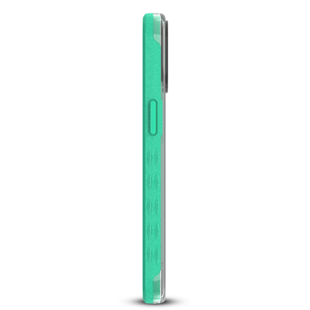 Right-Side View Of Non-Slip Grip On Green Laguna Collection Case For iPhone 12 / 12 Pro