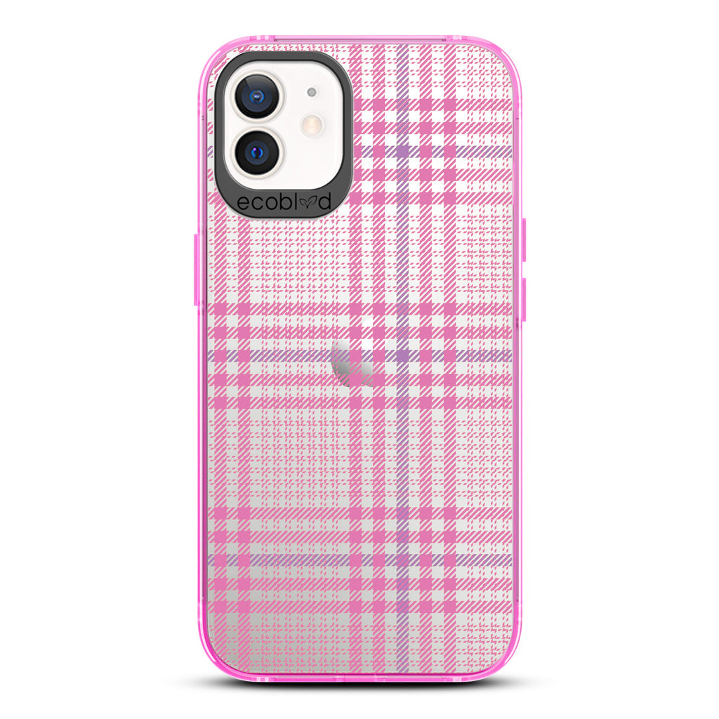 As If - Back View Of Eco-Friendly iPhone 12/12 Pro Case With Pink Rim & Front View Of Screen