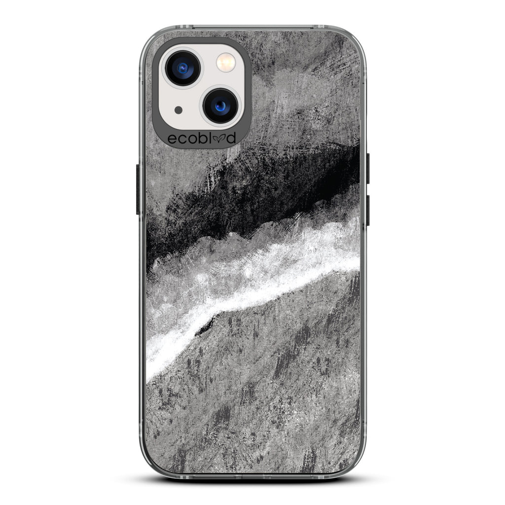 Contemporary Collection -Black Compostable iPhone 13 Case - Shading Gradient Ombre Painting On A Clear Back