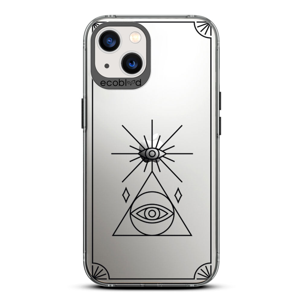 Laguna Collection - Black iPhone 13 Case With An All Seeing Eye Tarot Card On A Clear Back - 6FT Drop Protection