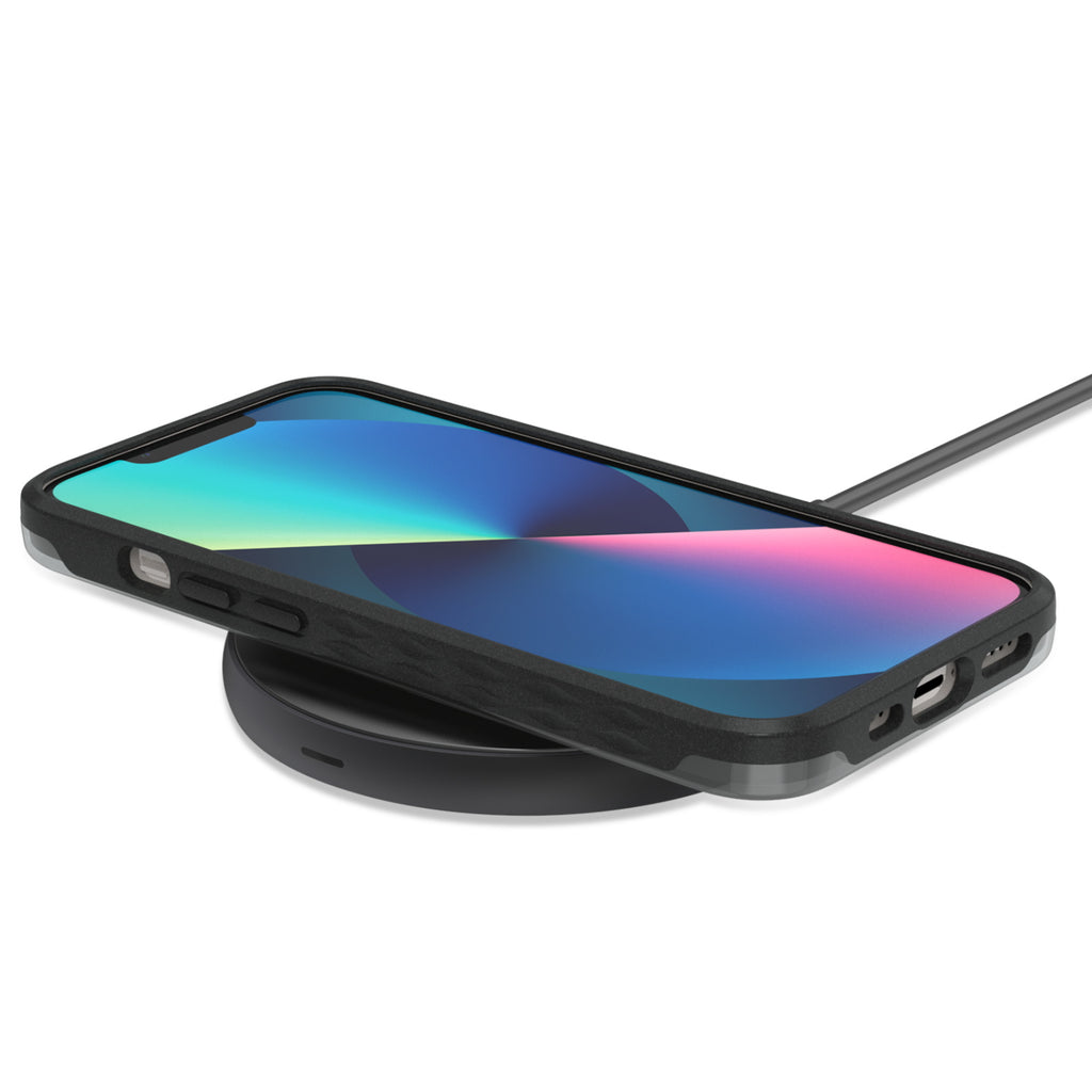 Black Laguna Collection Case For iPhone 13 On Wireless Charger