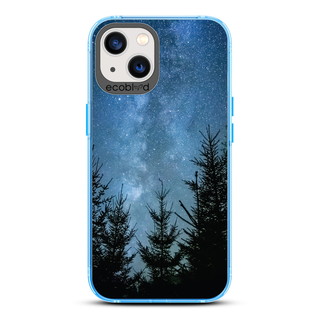Winter Collection - Blue Compostable iPhone 13 Pro Case - Star-Filled Night Sky In The Woods On A Clear Back