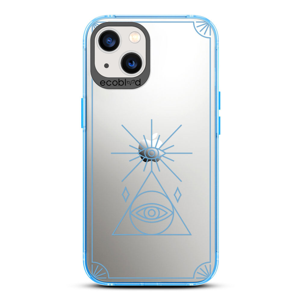 Laguna Collection - Blue iPhone 13 Case With An All Seeing Eye Tarot Card On A Clear Back - 6FT Drop Protection