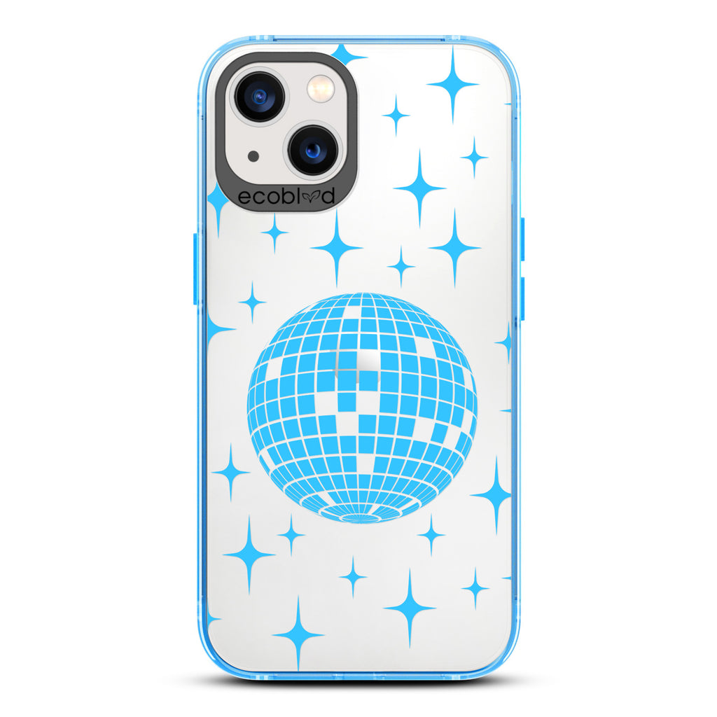 Winter Collection - Blue Eco-Friendly iPhone 13 Case - A Mirror Ball Shines With Stars On A Clear Back