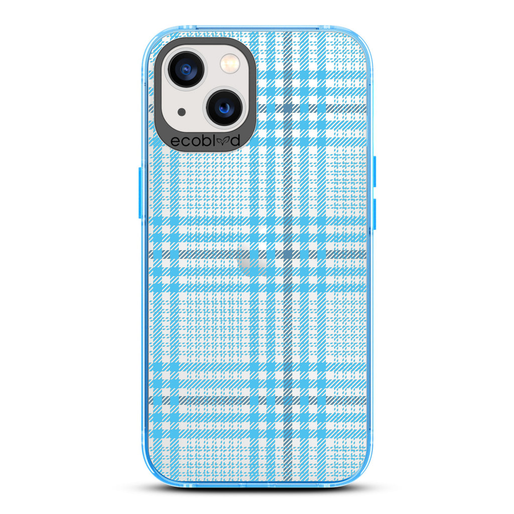 As If - Iconic Tartan Plaid - Eco-Friendly Clear iPhone 13 Case With Blue Rim
