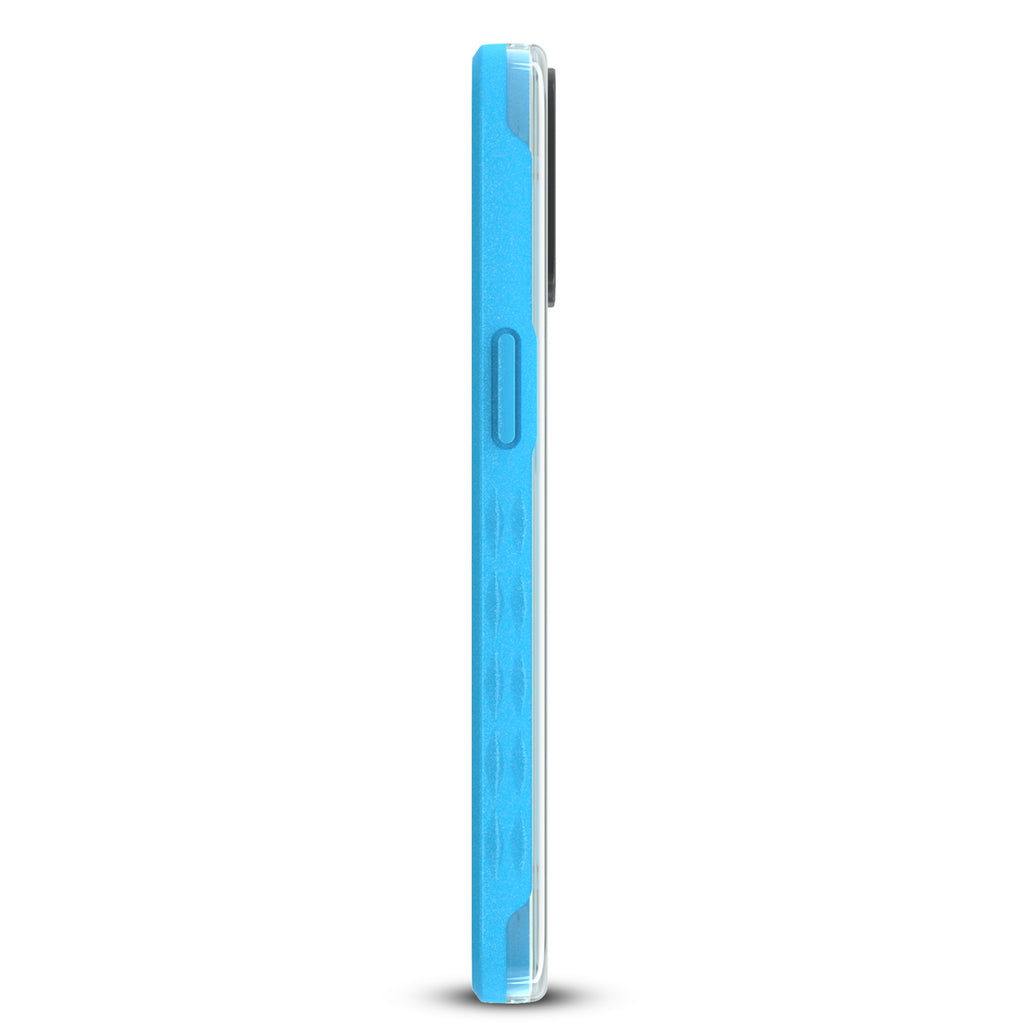 Right-Side View Of Non-Slip Grip On Blue Laguna Collection Case For iPhone 13