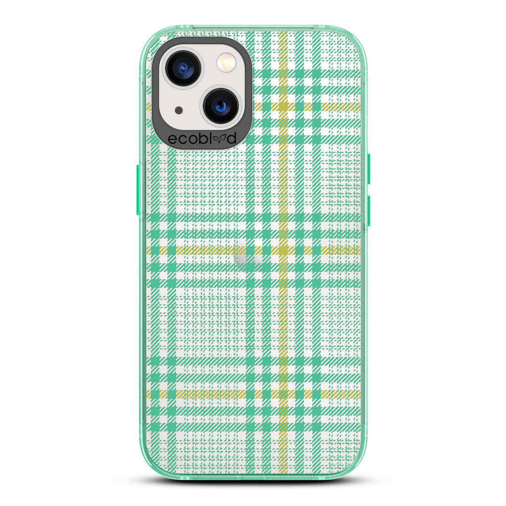 As If - Iconic Tartan Plaid - Eco-Friendly Clear iPhone 13 Case With Green Rim