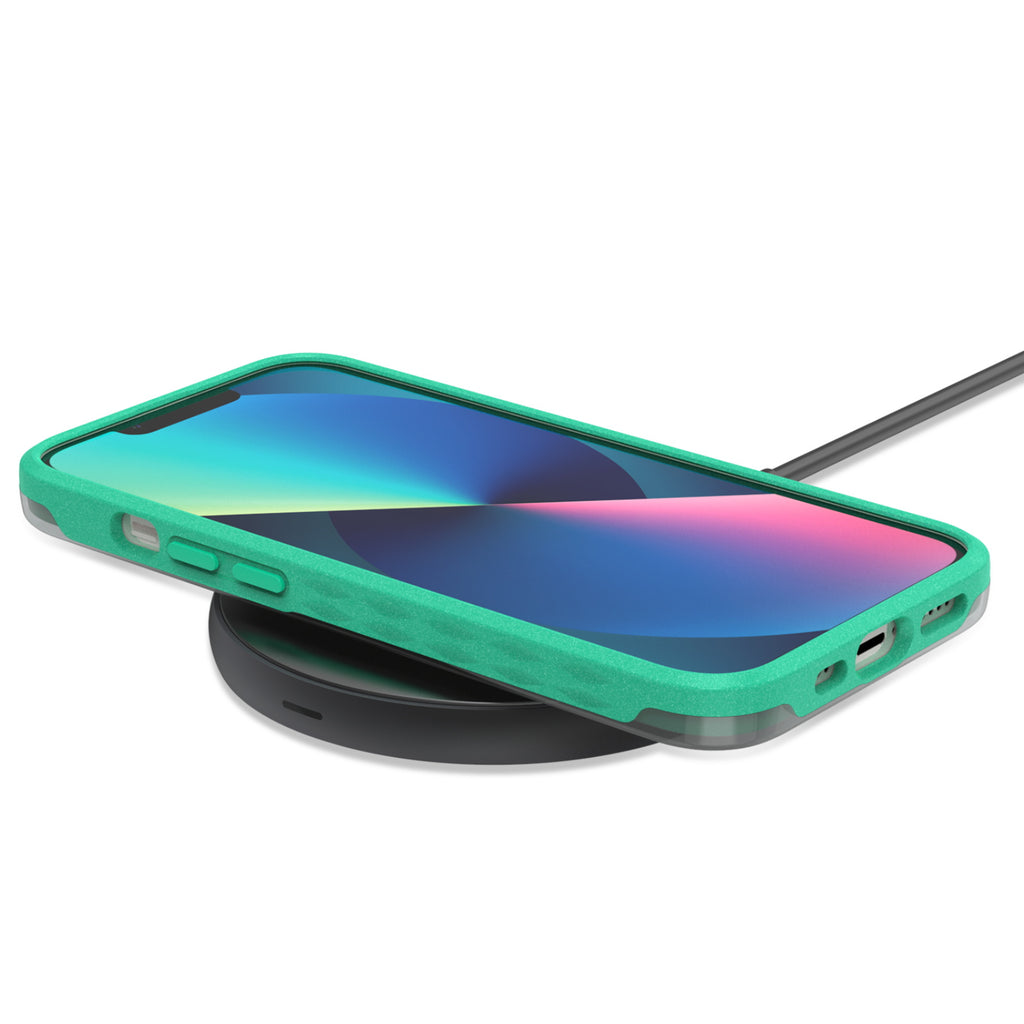 Green Laguna Collection Case For iPhone 13 On Wireless Charger