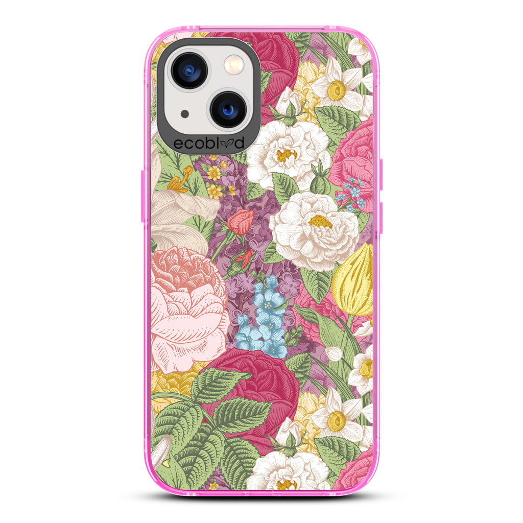 Timeless Collection - Pink Laguna Compostable iPhone 13 Case With A Bright Watercolor Floral Arrangement Print